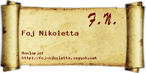 Foj Nikoletta névjegykártya